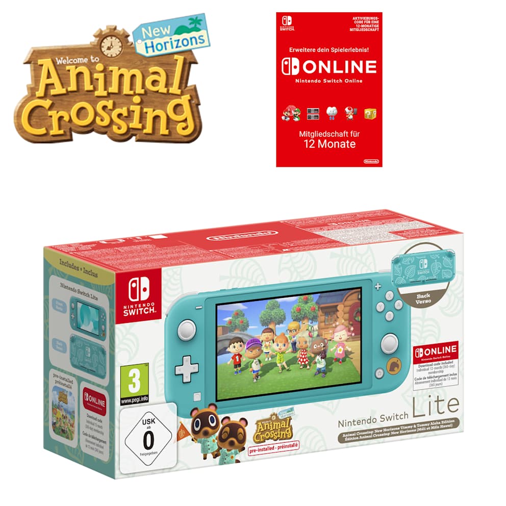 Nintendo Switch Lite Animal Crossing: New Horizons – Nepp-und-Schlepp-Edition + Nintendo Switch Online – 12-monatige (365-tägige) Einzelmitgliedschaft