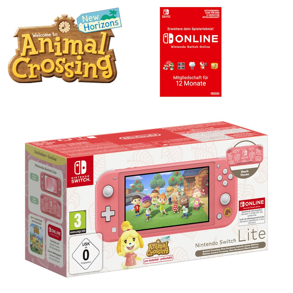 Nintendo Switch Lite Animal Crossing: New Horizons – Melinda-Edition + Nintendo Switch Online – 12-monatige (365-tägige) Einzelmitgliedschaft
